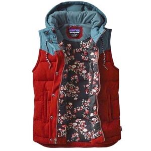 Women’s Patagonia bivy down vest with rare mushroom print lining.